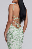 Abito maxi con spalline verde chiaro