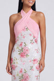 Abito Maxi Floreale Sirena Rosa Chiaro