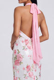 Abito Maxi Floreale Sirena Rosa Chiaro