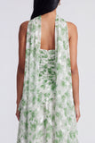 Abito Maxi Floreale A String Verde Chiaro senza spalline con sciarpa