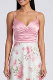 Abito Floreale Maxi Rosa Rosa Chiaro con Spalline A