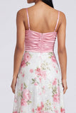 Abito Floreale Maxi Rosa Rosa Chiaro con Spalline A