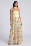 Abito floreale Maxi A Line A Stripless Twin con sciarpa