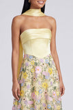 Abito floreale Maxi A Line A Stripless Twin con sciarpa
