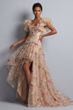Corsetto Champagne A Line Tulle ricamato Abito Madre della Sposa