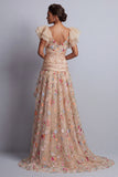 Corsetto Champagne A Line Tulle ricamato Abito Madre della Sposa