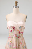 Sweetheart Champagne Corsetto A Line tulle alto-basso Abito floreale Madre della Sposa