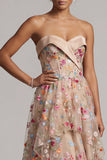 Sweetheart Champagne Corsetto A Line tulle alto-basso Abito floreale Madre della Sposa