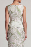 Vestito Madre della Sposa Verde Chiaro Floreale Lungo con Fascia