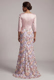 Blush a scollo barca Blush Lungo Abito Floreale di Sirena Madre della Sposa con tasche