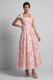 Blush scintillante a scollo quadrato Blush Abito A A con perline Madre della Sposa