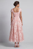 Blush scintillante a scollo quadrato Blush Abito A A con perline Madre della Sposa