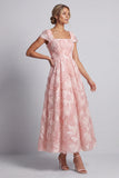 Blush scintillante a scollo quadrato Blush Abito A A con perline Madre della Sposa