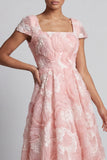 Blush scintillante a scollo quadrato Blush Abito A A con perline Madre della Sposa