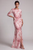 Blush Sequin 3/4 Maniche Abito Sirena Madre della Sposa