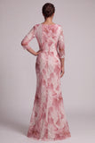 Blush Sequin 3/4 Maniche Abito Sirena Madre della Sposa