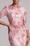 Blush Sequin 3/4 Maniche Abito Sirena Madre della Sposa