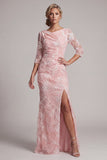 Blush Sequin 3/4 Maniche Abito Sirena Madre della Sposa
