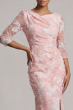 Blush Sequin 3/4 Maniche Abito Sirena Madre della Sposa