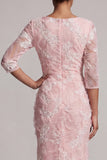 Blush Sequin 3/4 Maniche Abito Sirena Madre della Sposa