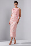 Blush Bateau Neck Sheath Sequin Midi Abito Madre della Sposa