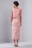 Blush Bateau Neck Sheath Sequin Midi Abito Madre della Sposa