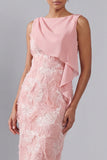 Blush Bateau Neck Sheath Sequin Midi Abito Madre della Sposa