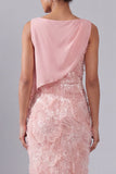 Blush Bateau Neck Sheath Sequin Midi Abito Madre della Sposa