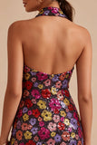 Vestito di Homecoming con paillettes bodycon nero nero nero, scollo a nastro, scollo a capezza,