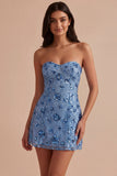 Abito di Homecoming con paillettes bodycon blu cielo
