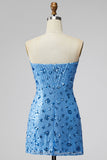 Abito di cocktail con paillettes bodycon blu cielo