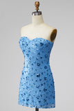Abito di cocktail con paillettes bodycon blu cielo