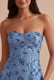 Abito di Homecoming con paillettes bodycon blu cielo