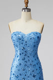 Abito di cocktail con paillettes bodycon blu cielo