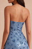 Abito di Homecoming con paillettes bodycon blu cielo