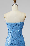 Abito di cocktail con paillettes bodycon blu cielo