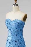 Abito di cocktail con paillettes bodycon blu cielo
