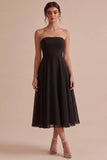 Abito Black Tie Midi A Line senza spalline