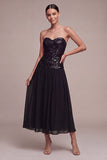 Abito da sera A Line Twinless Black Tie con paillettes