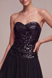 Abito da sera A Line Twinless Black Tie con paillettes