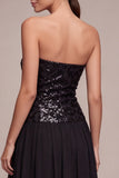 Abito da sera A Line Twinless Black Tie con paillettes