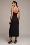 Abito Midi Black Tie con spalline arrugate e sheath
