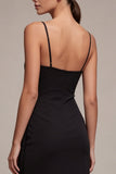 Abito Midi Black Tie con spalline arrugate e sheath
