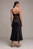 Abito sera Midi con spalline nere e pizzo
