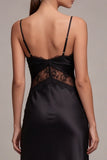 Abito sera Midi con spalline nere e pizzo