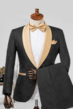 Completi da bavero da uomo in stile xale di champagne Jacquard