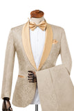 Completi da bavero da uomo in stile xale di champagne Jacquard