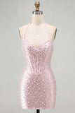 Perle corsetto corso corto corto da ritorno a casa corto bodycon body con perline