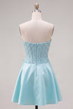 Corsetto di perle gialli Sweetheart A-Line Corset cocktail con fiocco