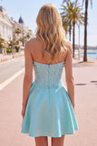Corsetto di perle gialli Sweetheart A-Line Corset cocktail con fiocco